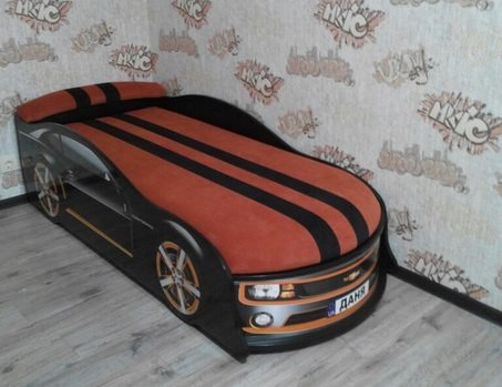 Ліжко-машина "CAMARO" 150*70 с под. мех чорна mebelkon