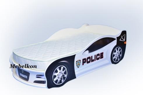 Ліжко-машина "Поліція" 150*70 с под. мех біла mebelkon