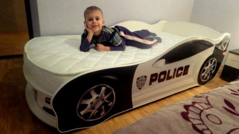 Ліжко-машина "Поліція" 170*80 без под. мех біла mebelkon