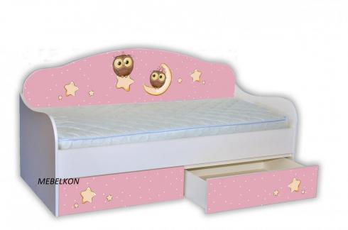 Ліжко-диванчик "Сова на рожевому" 160*80 mebelkon